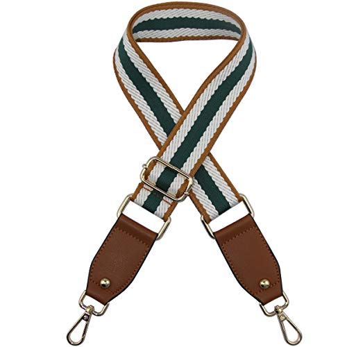 Duwi Wide Handbag&Purse Strap Jacquard Woven Guitar Style Replacement Strap Multicolor Canvas Adjustable Crossbody Bag Strap, Brown,green,white