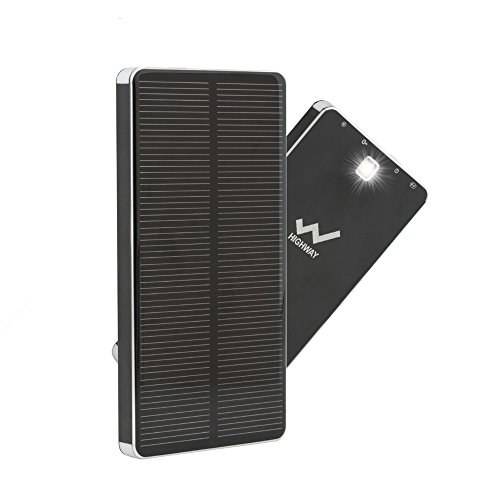 PowerGreen Solar Charger Portable 10000mAh High Speed Charging LED Flashlight Design Power Bank with Dual USB Outputs for Phones(Black)