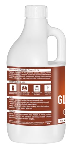 Image of Vegetable Glycerin (1000ml), Non-GMO, Kosher, Food Grade /Cosmetic Grade, For Skin, Hair, Crafts, and Soap Base Oil.