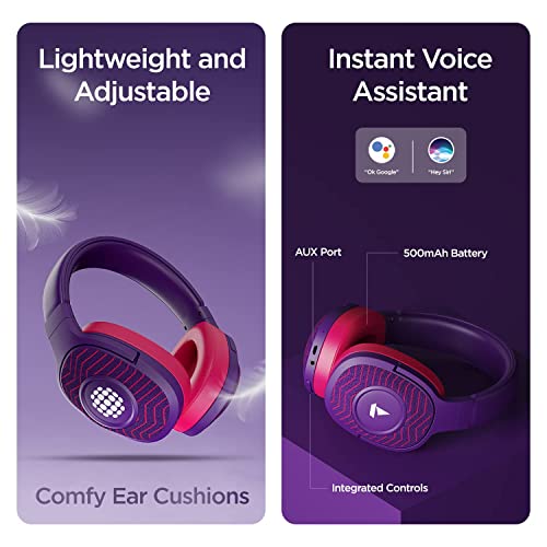 Image of boAt Rockerz 558 Sunburn Edition with 50MM Drivers, 20 Hours Playback, Physical Noise Isolation and Soft Padded Earcups Over Ear Wireless Headphone(Techno Purple)