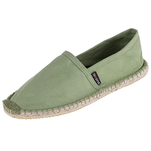 Japanwelt Espadrilles Unicolor Canvas Olivgrün Damen und Herren Größe 43 Unisex Leinen Slipper