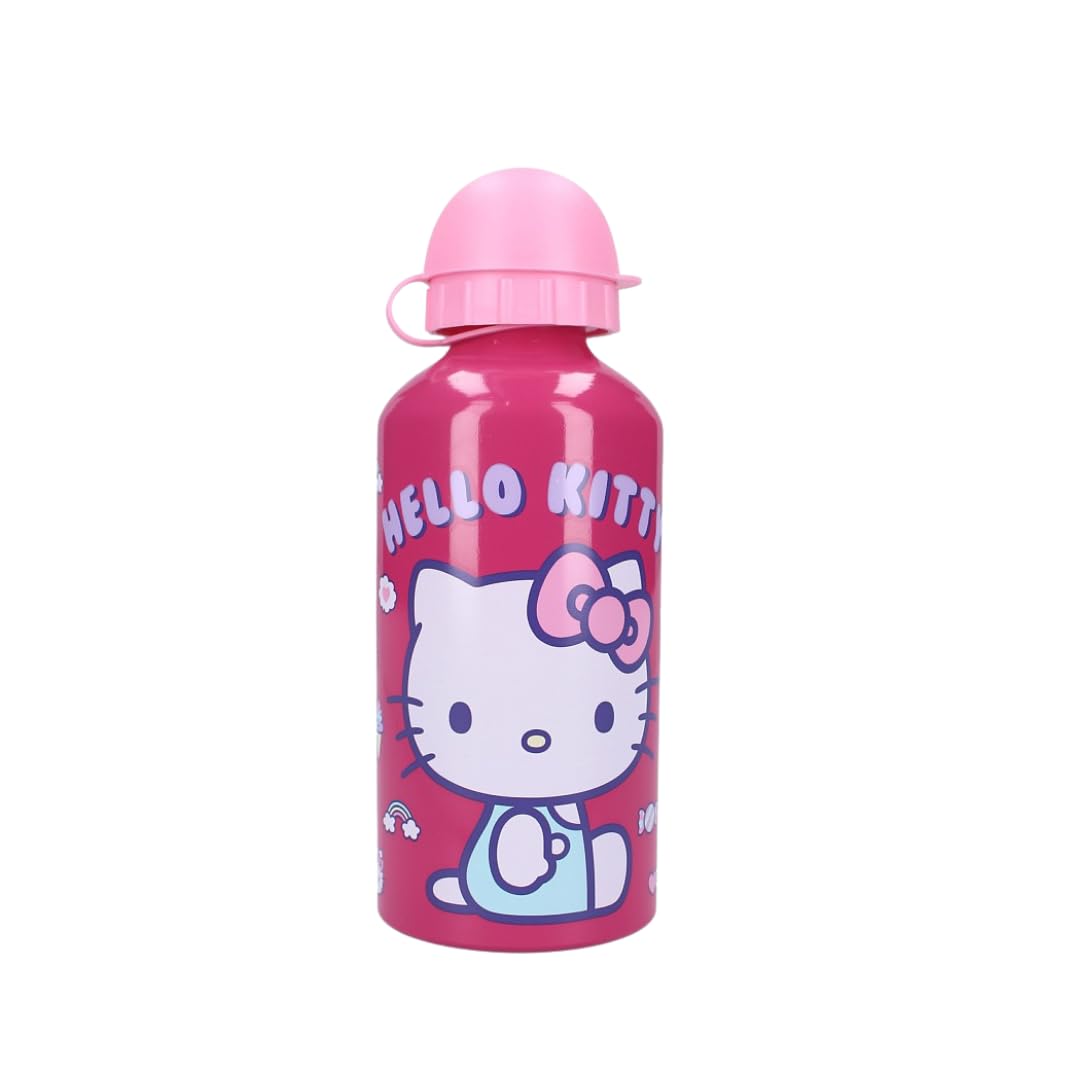 My sweety pop - Hello Kitty Girls Water Bottle - Aluminium - Kids - Nursery, Kindergarten, School, Holiday, Meal - 19cm - 500ml - Hydration - Gift Idea (Hello Kitty - Pink)