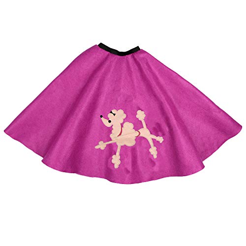50s Girls Costume Accessory Set - Poodle Skirt,Elastic Cinch Belt,Ponytail Holders,Chiffon Scarf,Cat Eye Glasses,Bobby Socks (OneSize, Purple) - Thumbnail 2