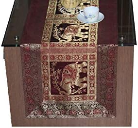Real online seller Hand Art Elephant Work Design Silk Table Runner & Table Cloth 60 x 16 Inch (Blue)