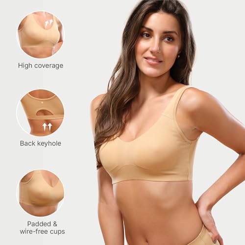 Image of Enamor Easy Slip-On and Back Keyhole Women's Cotton Everyday Beginner's Bra - Padded, Wirefree, Full Coverage - A106