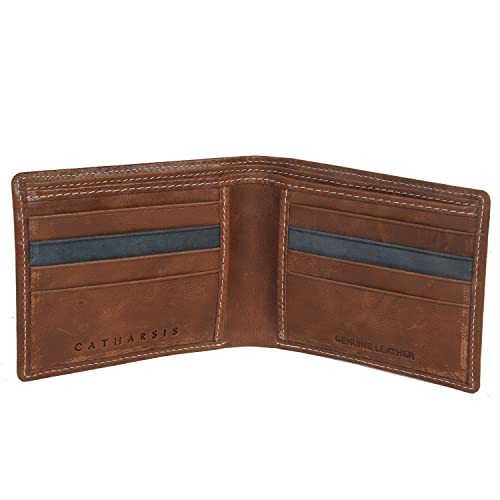 Image of Catharsis Aillard Top Grain Men's RFID Protected Genuine Tan Leather Wallet for Men | 6 Debit /Credit Card Slots I 2 Currency Compartments