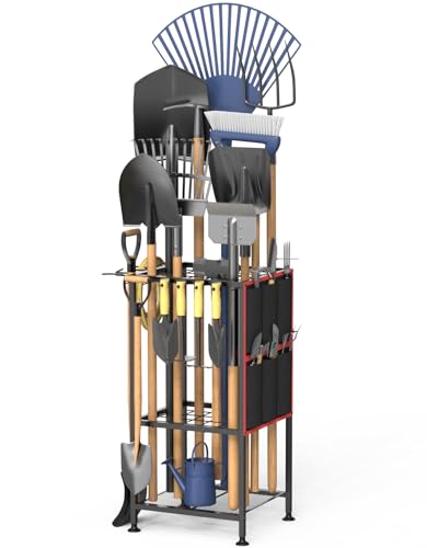 Lovind Garden Tool Organizer,Metal Yard Tool Organizer,Holds 50 Long-Handled Tools/Rakes/Brooms,Side