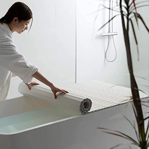 風呂ふた バスタブふた 浴槽蓋 幅70cm 75cm 80cm 白 おしゃれ シャッター 蓋 浴室 PVC バスタブカバー バス蓋 耐水性 ポータブルホルダー 浴槽トレイ バスタブふた (Size : 75x160)