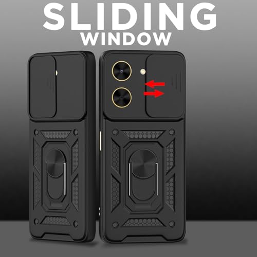 Image of AIBEX Back Cover for Redmi A5 / Poco C71 | D10 Tough Armor Case | Sliding Camera Shield | 360 Protection | Kickstand Ring Holder | Military-Grade Shockproof Bumper Case