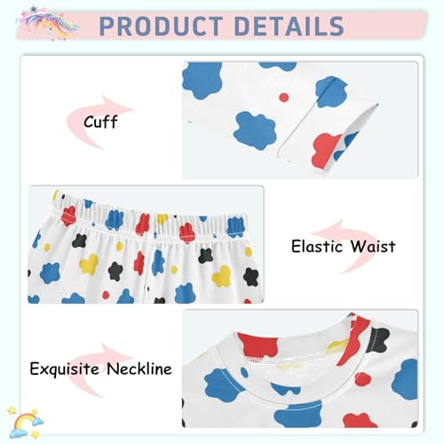 Pajama Sets Long Sleeve Colorful Spots White Background Soft Comfy Sleepwear 2 Piece PJS 3-8T4