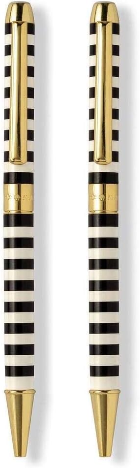 Kate Spade New York Black Ink Ballpoint Pen and 0.9mm Mechanical Pencil Set, Black Stripe