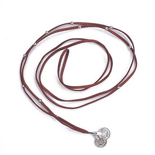 Kercisbeauty Boho Brown Wrap Velvet Choker Long Chain Tassels Necklace For Women And Girls (Brown) #TOP3