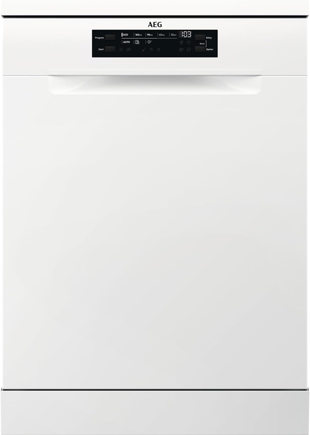 AEG Lavavajillas de 60 cm, FFB64607ZW, 13 cubiertos, Motor Inverter, Libre Instalación, Display LCD 8 Programas, 4 Temperaturas, AirDry Extrahigiene, Serie 6000 SatelliteClean, Blanco