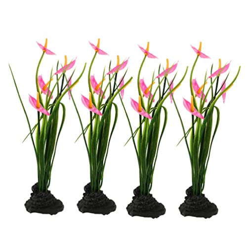 Operitacx Fake Plant 4Pcs Artificial Flowers Sushi Plate Decoration Fake Grass Plants Sashimi Serving Plate Decor Japanese Plate Ornaments for Home Bar Restaurant Artificial Plants