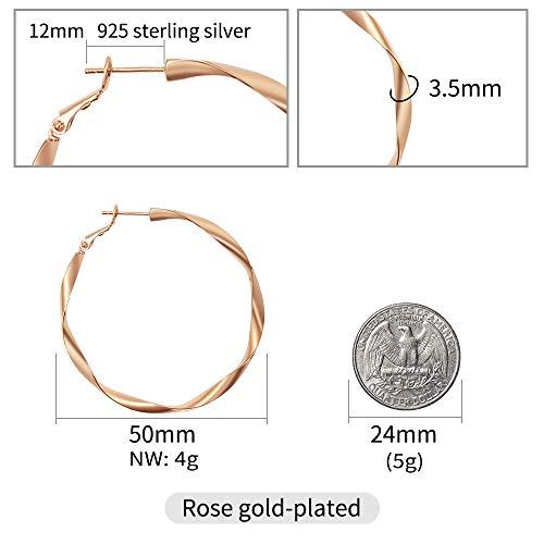 Rose/White/18k Gold Plated Hoop Earrings Lightweight Hoop Earrings For Women Loop Earrings 1in 2in2
