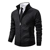 Hkdjaess Sudadera para hombre sin capucha con cremallera, chaqueta deportiva clásica, cuello alto, chaqueta de punto con bolsillos, chaqueta de entretiempo, chaqueta de ocio, chaqueta ligera de