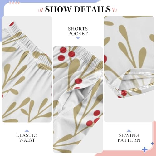 Boys' Pants Christmas Xmas Retro Leaves Long Bottoms Jogger Pants Elastic Waist Trousers with Pockets S-XL4