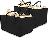 Práctica bolsa de transporte para leña: cesta de fieltro ideal para transportar y almacenar leña, leña y leña. En la cesta para leña puede transportar y almacenar madera de manera óptima, siempre a mano.
