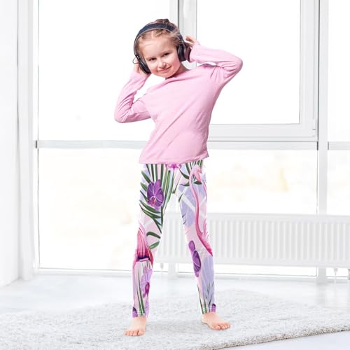 Toddler Girls Leggings Printed Yoga Pants Leggings Purple Flower Flamingo for Kids4