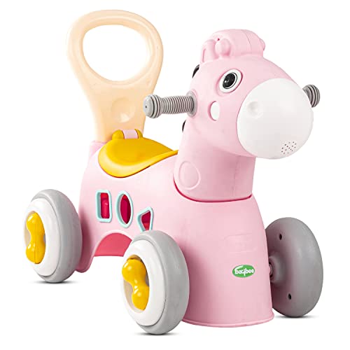 Image of BAYBEE Giraffe Horse Rider for Kids, Ride-On Kids Car with Shape Sorting Activity Kids Toys & Storage | Push Car Rider with Smooth Wheels Baby Car Suitable for Boys & Girls Age 1-3 Years, Pink