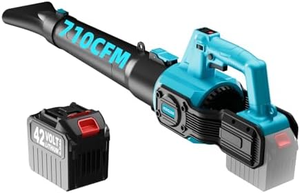 HONGUAN 42V Cordless Leaf Blower, 710 CFM / 200 MPH Brushless Motor, Electric Blower with 6.0Ah Battery & Fast Charger, 6-Speed Adjustable, Ideal for Lawn, Yard, Patio, Dust & Leaves