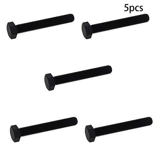 Image of Carbon Steel Hex Screw Bolts Hex Drive Fastener Rustproof Fully Threaded Metric Cap Bolts Black M8x55mm 5Pcs