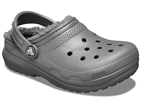 Image of Crocs Kids' Classic Lined Clog | Girls and Boys Slippers, Slate Grey, 13 Little Kid
