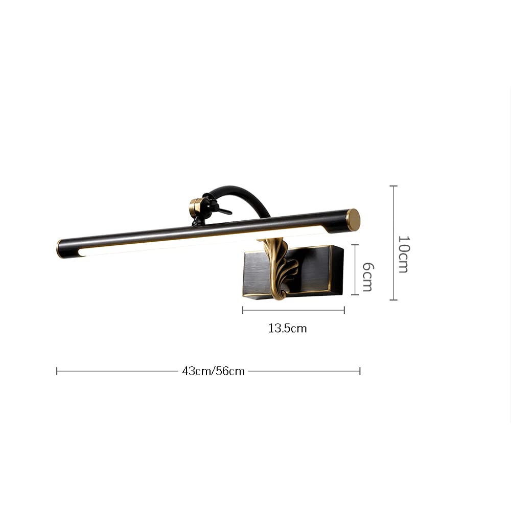 Lampada da bagno regolabile Lampada da trucco lineare Lampada da trucco a paralume lungo Specchio per trucco Luci anteriori LED Bianco neutro Sconce da parete Apparecchi di illuminazione per toilette