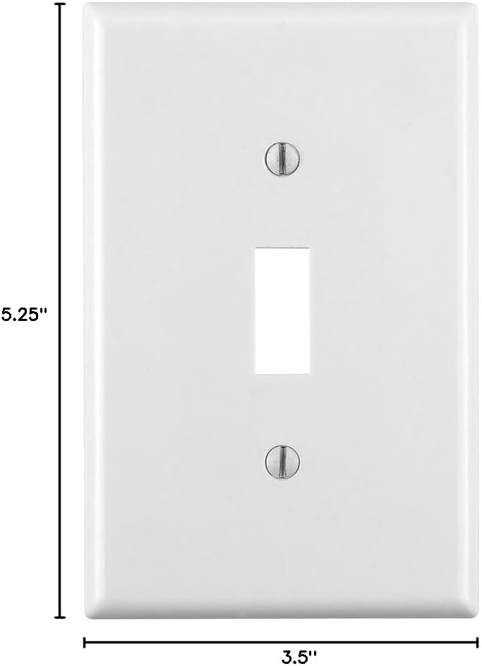Leviton 1-Gang Toggle Device Switch Wallplate, Midway Size, Thermoset, Device Mount, 80501-W, White