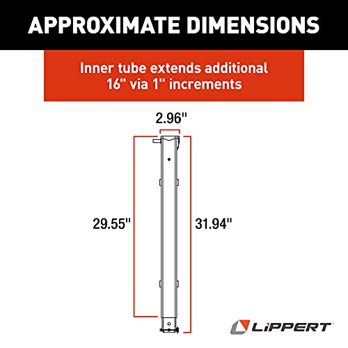 Lippert 5th Wheel Landing Gear Follow Leg, 29-1/2" Universal Replacement with Snap Pin, Durable Powder-Coated Assembly - 179014, Black by Lippert Components - Used condition - US$100.96