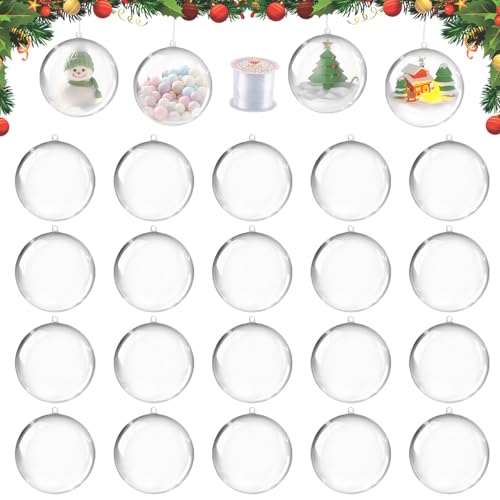 8CM Boules de Noel Transparentes à Remplir, dellyy 20 Pièces Boules Transparentes à Remplir, Boule Noël Transparente à Remplir, Boule de Décoration en...