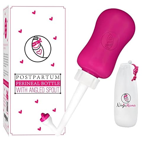 Ninja Mama Peri Bottle for Postpartum Care Post Partum Essentials for Pain Relief Tears & Hemorrhoids After Birth Large Portable Perineal Bottle with Angled Spout Labor & Delivery Hospital Bag. 360ml Cover