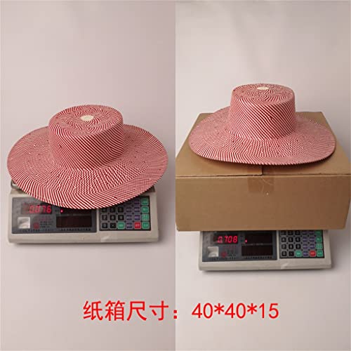 JSEIAJB European American Hat Striped Woven Light Body Flat Top Big Eaves Cap Outdoor Sunshade Beach Flat4