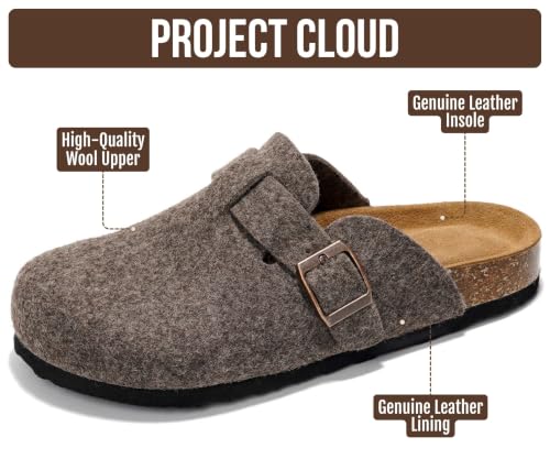 Image of 100% Genuine Leather Slip-on Footbed Clogs for Women - Fall Shoes for Women