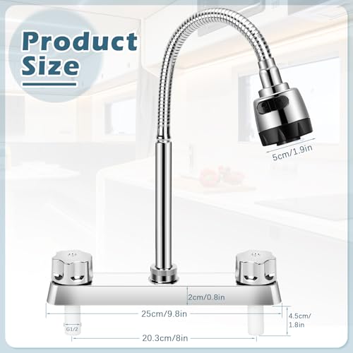 Image of RV Kitchen Faucet, XFIRE-GEAR Camper Faucet Kitchen with Flexible Arc 360 Degree Rotatable Dual Function Sprayer, RV Sink Faucets for Motorhomes, Travel Trailers (8 Inches Apart)