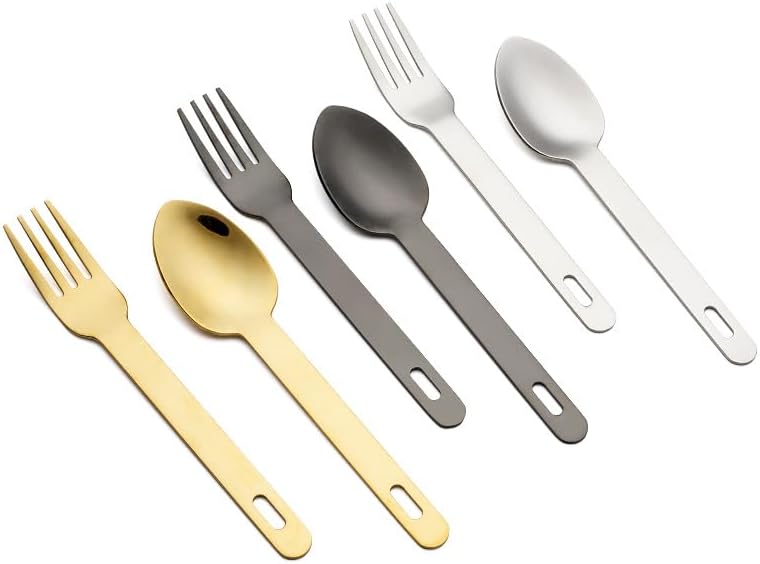 Silverware Flatware Set, 1/4/6/8/10/12pcs Creative 304 Stainless Steel Spoon Camping Tableware Travel Outdoor Portable Tableware Set With Holes(Silver,10 Pieces)