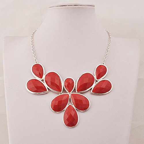 Jane Stone Fashion Gold Tone Bubble Collar Necklace Statement Chunky Jewelry For Women (S-Red) #TOP5
