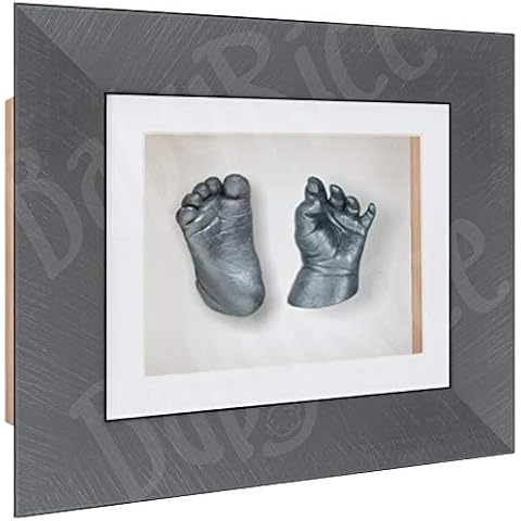 BabyRice 3D Baby Casting Kit with 6x5 brushed Pewter effect Box Display Frame Metallic Pewter Paint Cover