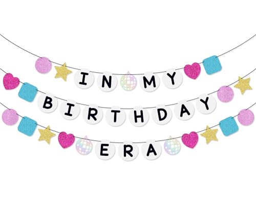 Pre-strung Friendship Bracelet Birthday Banner In My Birthday Era Banner for Singer Birthday Party Decorations
