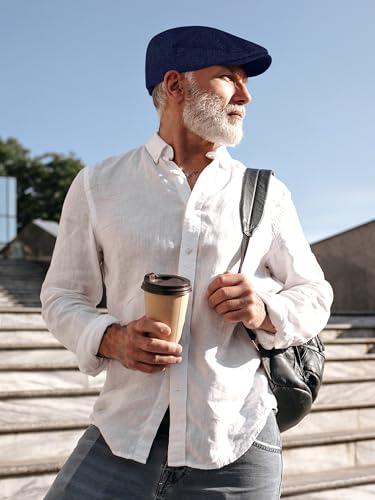 KUTTOR 4 Pieces Men's Herringbone Flat Newsboy Hat Classic Newsboy Cap Trendy Flat Cap for Outdoor Daily Use - Image 7