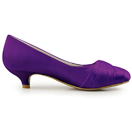 image for ELEGANTPARK Purple Dress Shoes for Women Low Heel Closed Toe Bridal We