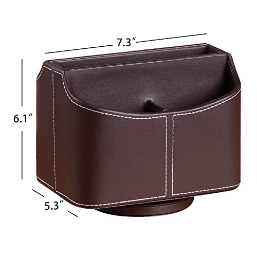 Support de télécommande en cuir rotatif pour ranger le salon - 3