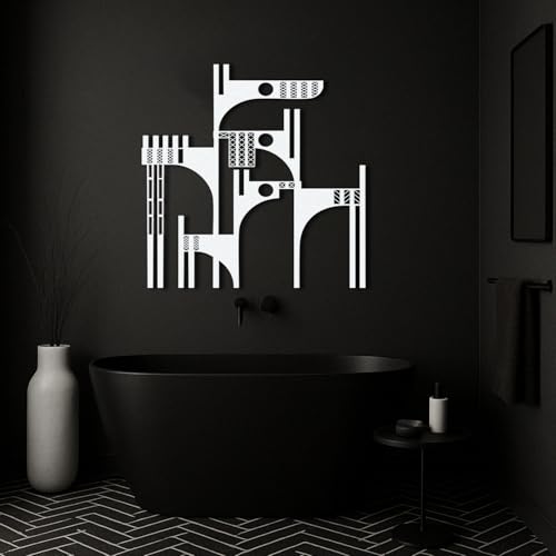 Décoration murale en métal de style silhouette géométrique noire - 8
