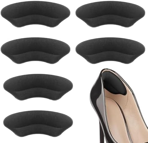Fersenpolster, Fersenschutz für Schuhe, Fersenpolster mit Einlagen aus Schwamm Zuschneidbar Fersenschutz für High Heels, Freizeitschuhe (3 Paare (Schwarz), L9.5*W3.5*H0.5 cm)