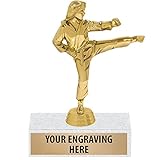 6' Gold Karate Kick Trophies - Personalized Female Karate Trophy Award