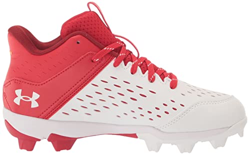 Under Armour 3025601 Baby Boys Leadoff Mid Junior Rubber Molded Cleat Baseball Shoe, (600) Red/White/White thumb #5