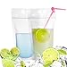 100pcs Zipper Stand-Up Drink Pouches Bags Heavy Duty Hand-Held Translucent Heat-Proof Bag with 100 Drink Straws by TOPHOUSE