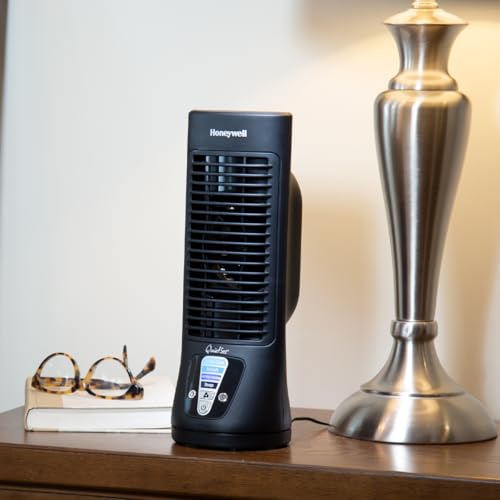 Honeywell QuietSet Personal Table Fan, Oscillating Personal Desk Fan For Bedroom with Quiet Operation, 4 Levels of Power and Sound, Black, HTF210B - image 7