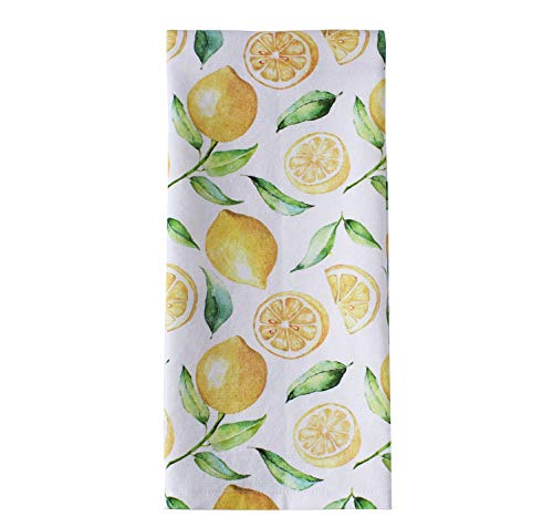 Ana Eco-Friendly 100% Cotton And Highly Absorbent Kitchen Discloth Towels | Lemon Yellow Print | Set Of 4 | Stripe And Check Print | 20X28 Inch | Designed To Make Your Kitchen More Alluring #TOP2