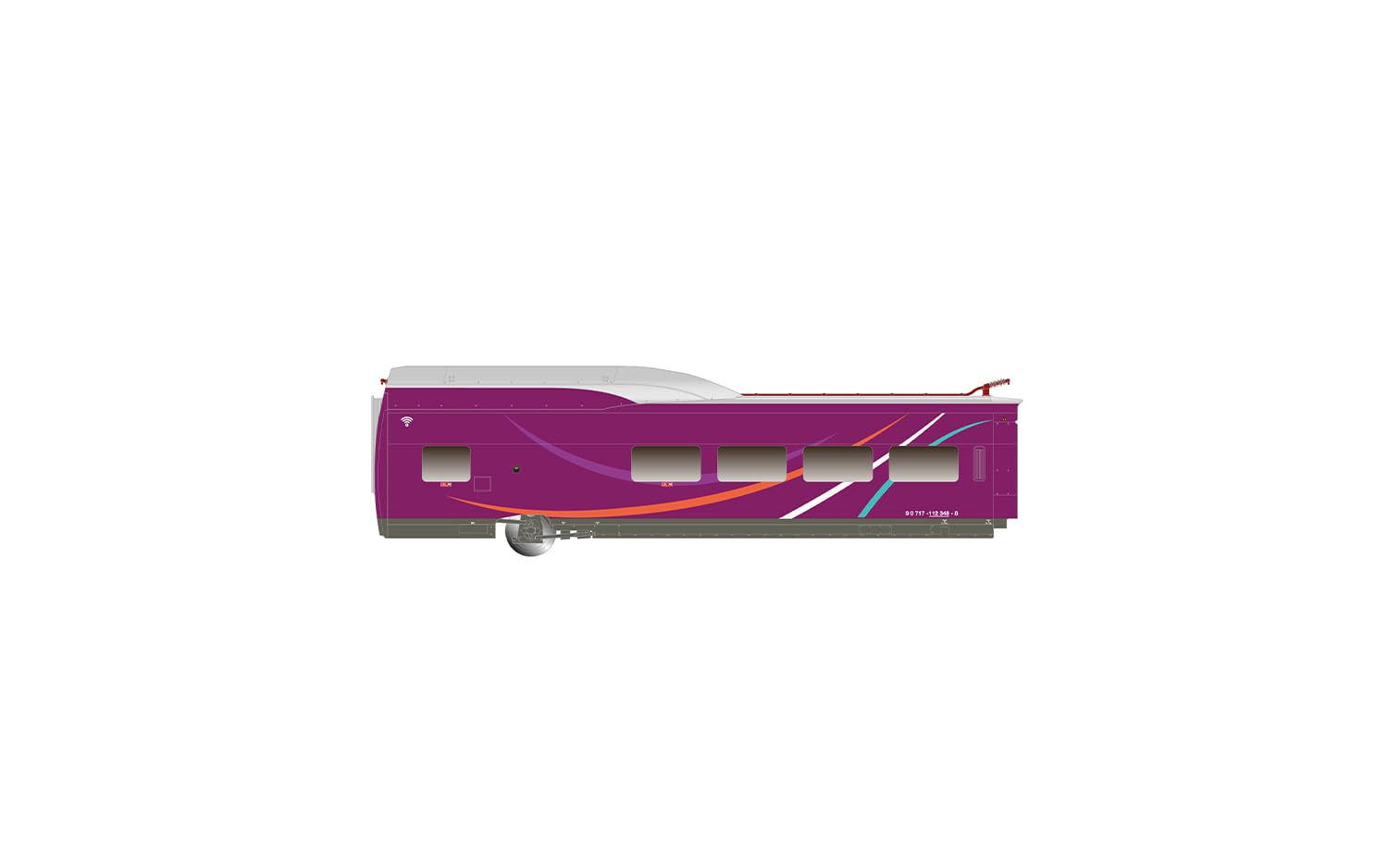 Electrotren HE2031 RENFE, pociąg dużych prędkości „AVLO”, zestaw główny składający się z 5 członów, fioletowe malowanie, odcinek VI Kolej 1 x Lokomotywa elektryczna